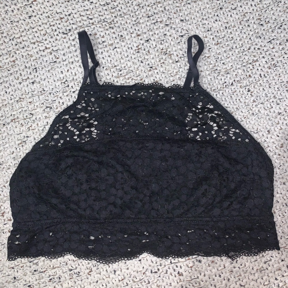 aerie Black Eyelet Lace Bralette